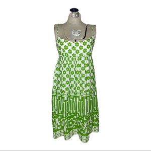 Milly of New York Green White Flower Spaghetti Strap Sun Dress Small
